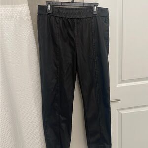 Ann Taylor Factory Faux Leather Black Dress Pants Classic Straight-Leg - Size L